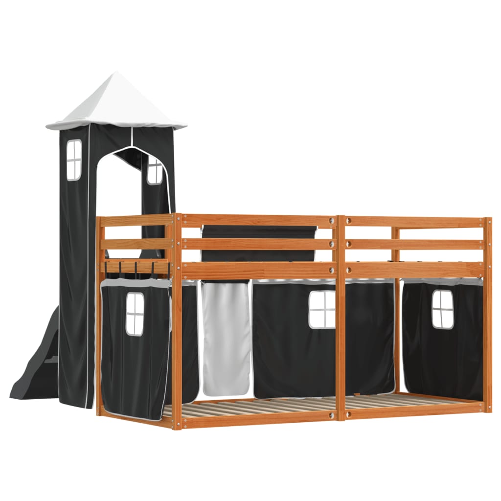 Bunk Bed without Mattress with Slide White and Black 90x200 cm