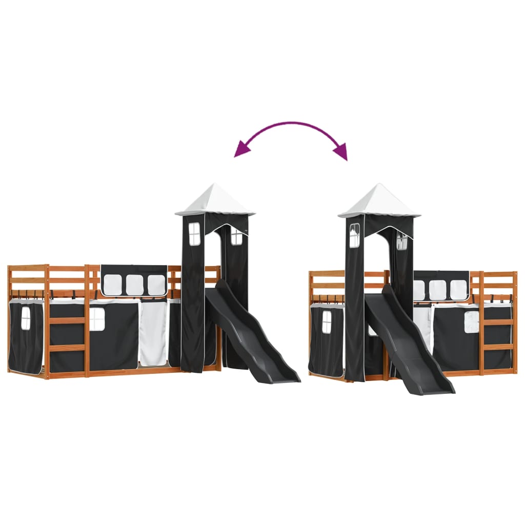 Bunk Bed without Mattress with Slide White and Black 90x200 cm