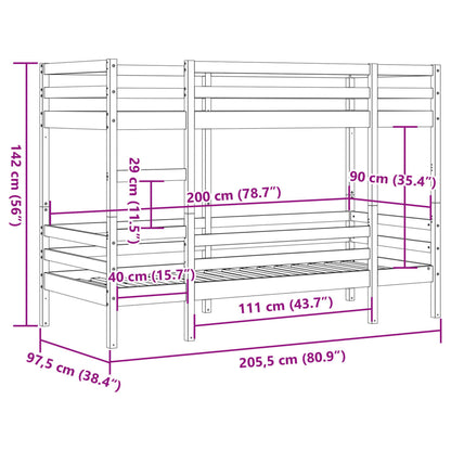 Bunk Bed without Mattress 90x200 cm Solid Wood Pine