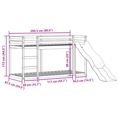 Bunk Bed with Slide&Ladder without Mattress 80x200 cm