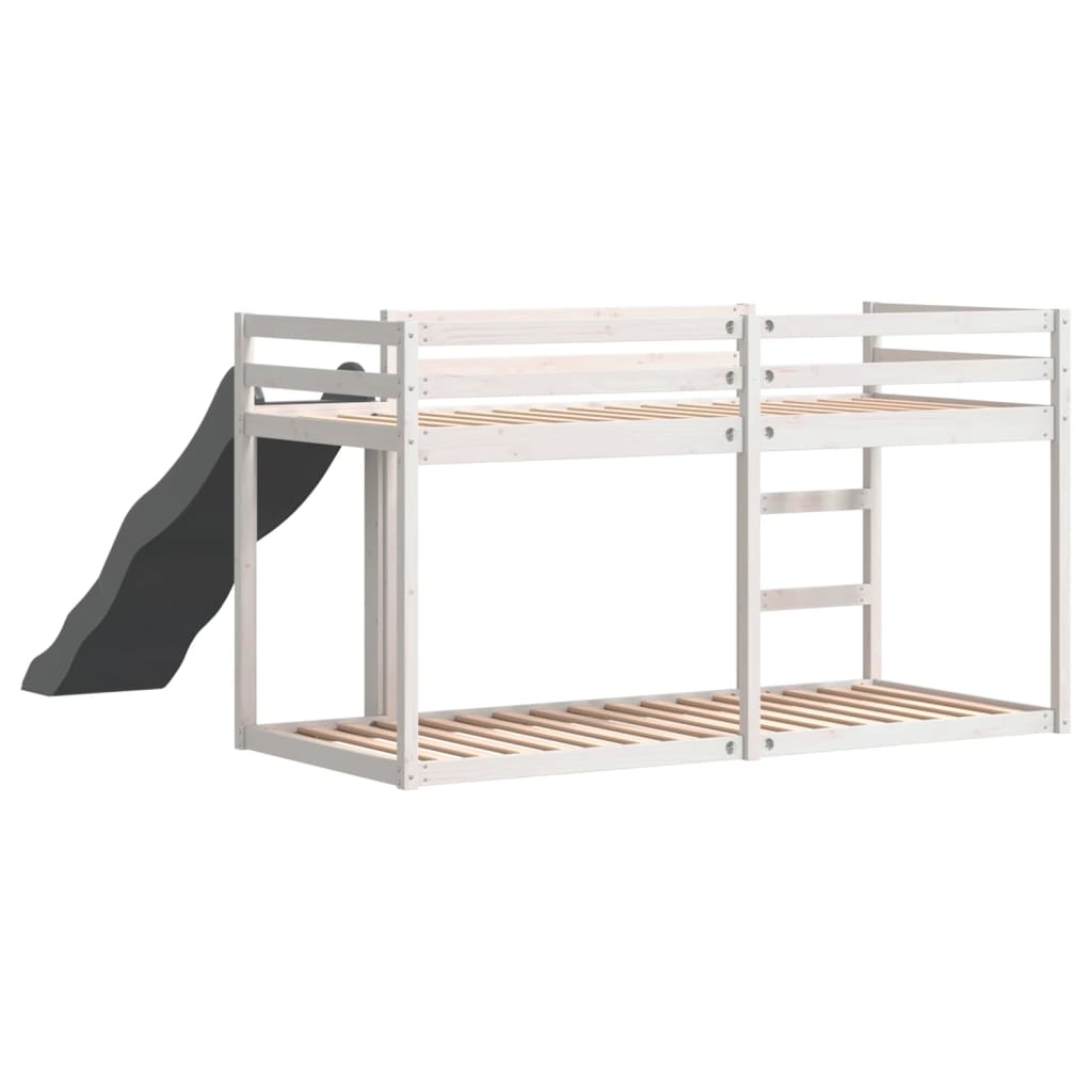 Bunk Bed with Slide&Ladder without Mattress White 90x190 cm Single