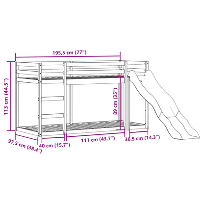 Bunk Bed with Slide&Ladder without Mattress White 90x190 cm Single