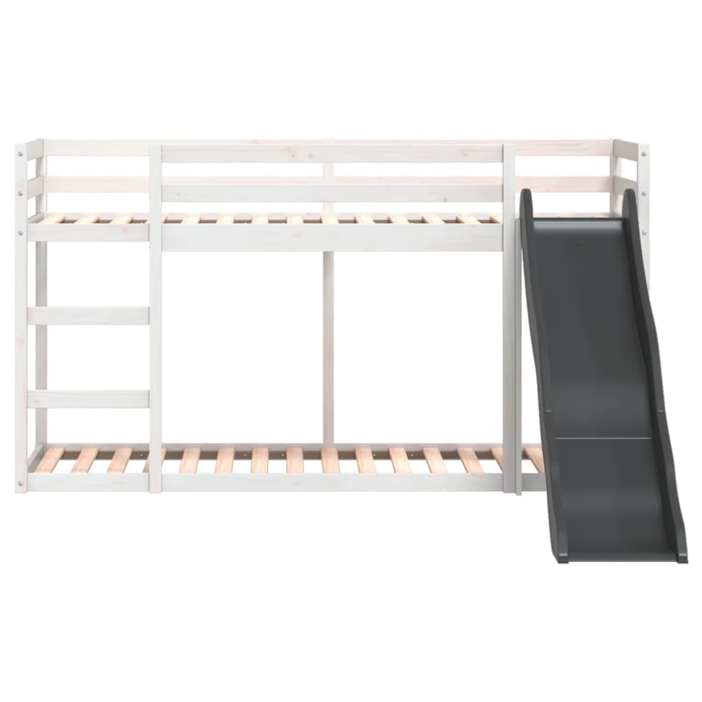 Bunk Bed with Slide&Ladder without Mattress White 75x190 cm Small Single