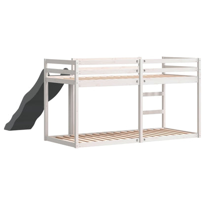 Bunk Bed with Slide&Ladder without Mattress White 75x190 cm Small Single