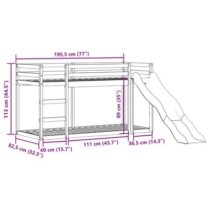 Bunk Bed with Slide&Ladder without Mattress White 75x190 cm Small Single