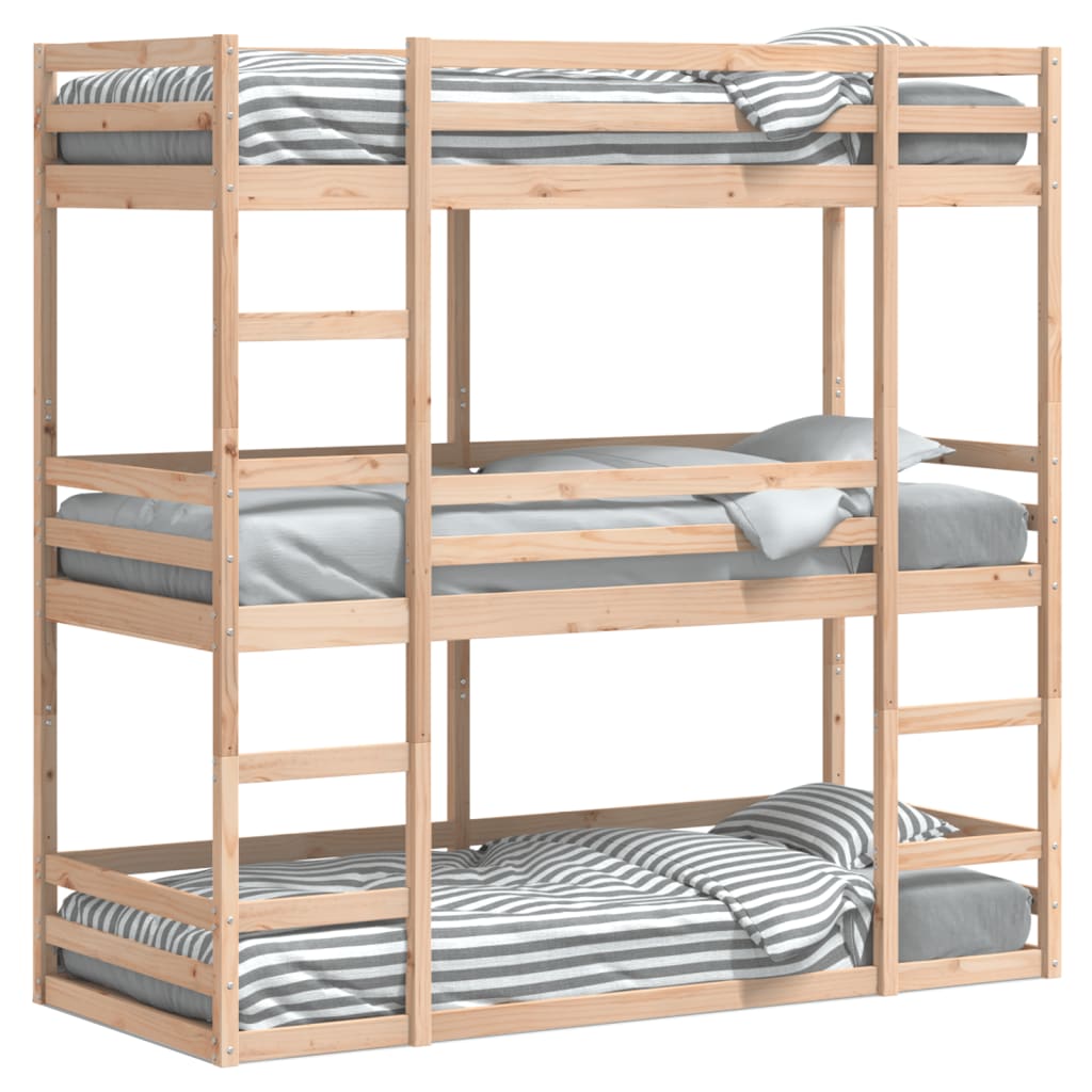 Triple Bunk Bed without Mattress 90x200 cm Solid Wood Pine