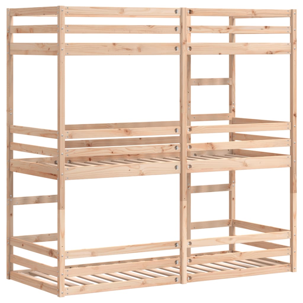 Triple Bunk Bed without Mattress 90x200 cm Solid Wood Pine