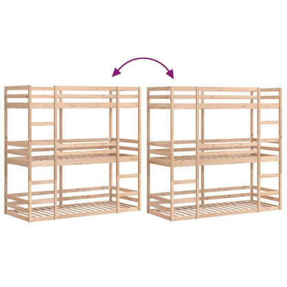 Triple Bunk Bed without Mattress 90x200 cm Solid Wood Pine