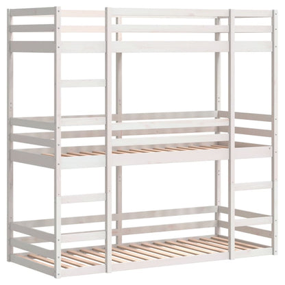 Triple Bunk Bed without Mattress White 90x190 cm Single Solid Wood Pine