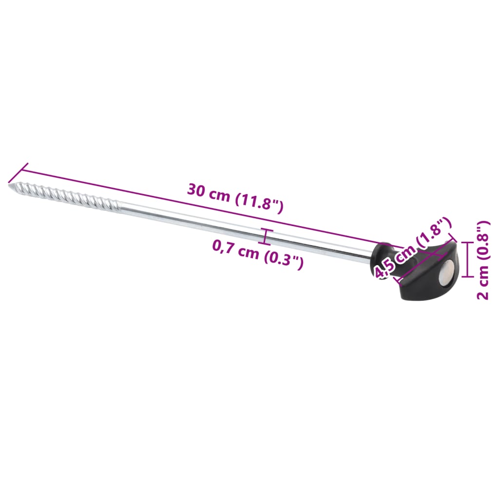 Tent Pegs 24 pcs 30 cm Ø7 mm Galvanised Steel