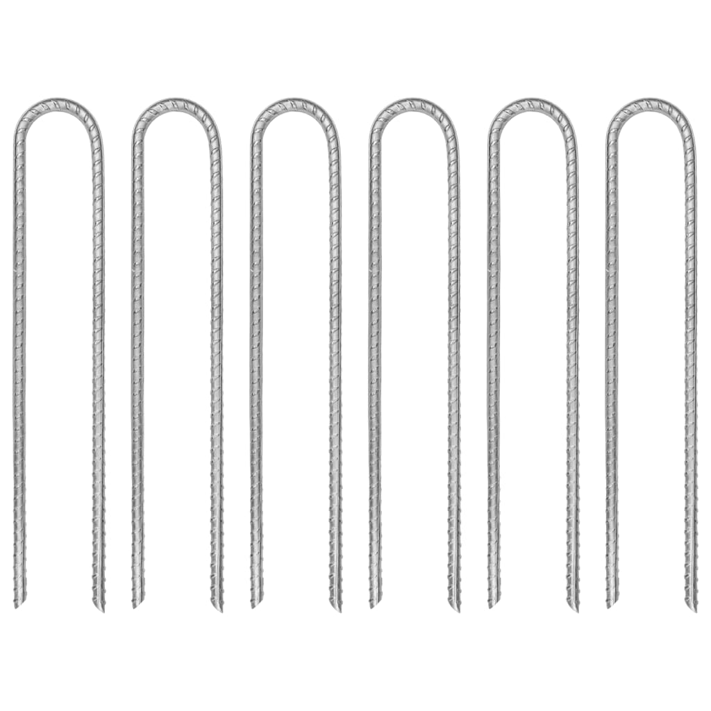 Tent Pegs 6 pcs U-shaped 30 cm Ø7 mm Galvanised Steel