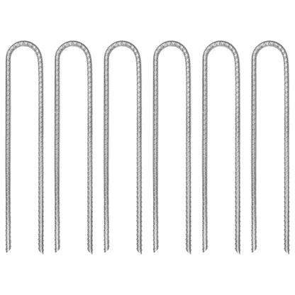 Tent Pegs 6 pcs U-shaped 30 cm Ø7 mm Galvanised Steel