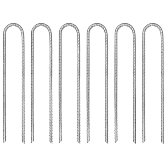 Tent Pegs 6 pcs U-shaped 30 cm Ø7 mm Galvanised Steel