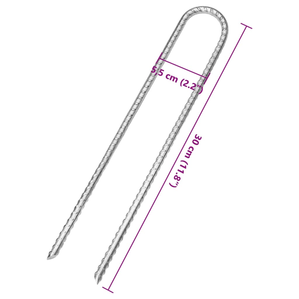 Tent Pegs 12 pcs U-shaped 30 cm Ø7 mm Galvanised Steel