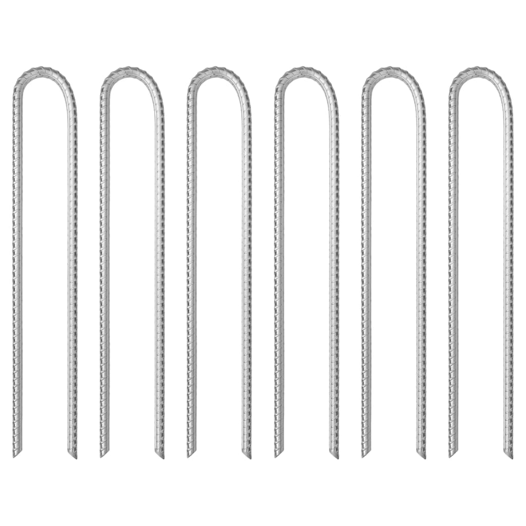 Tent Pegs 6 pcs U-shaped 37 cm Ø10 mm Galvanised Steel