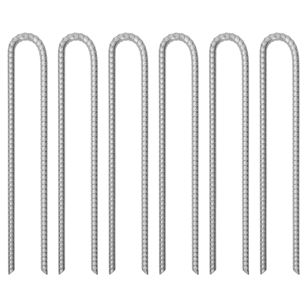 Tent Pegs 6 pcs U-shaped 41.5 cm Ø12 mm Galvanised Steel