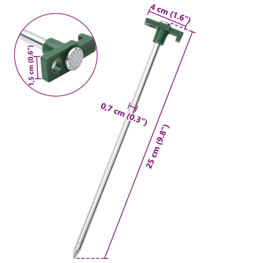 Tent Pegs 24 pcs 25 cm 7 mm Galvanised Steel and PP