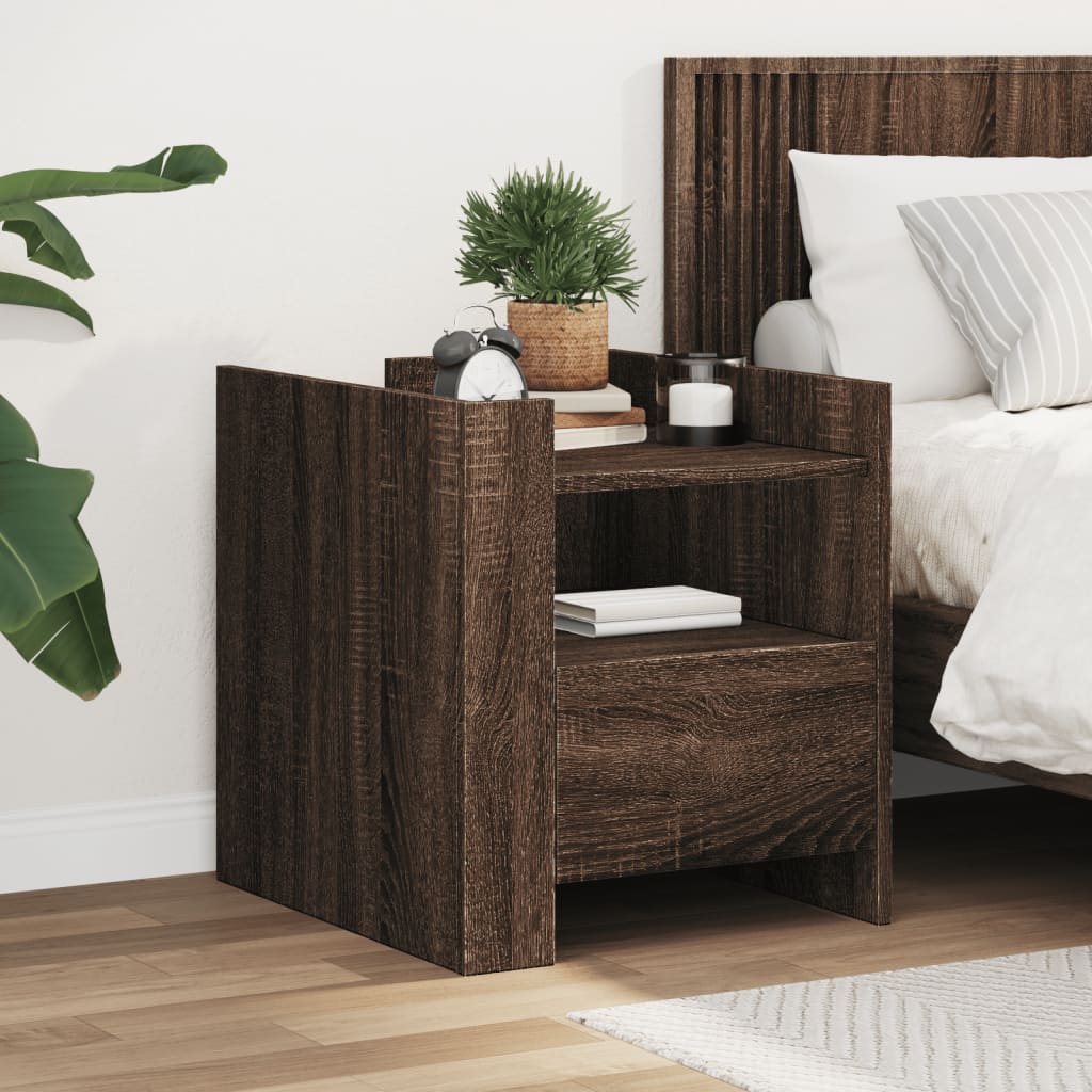 Bedside Cabinet Brown Oak 45x50x50 cm Engineered Wood