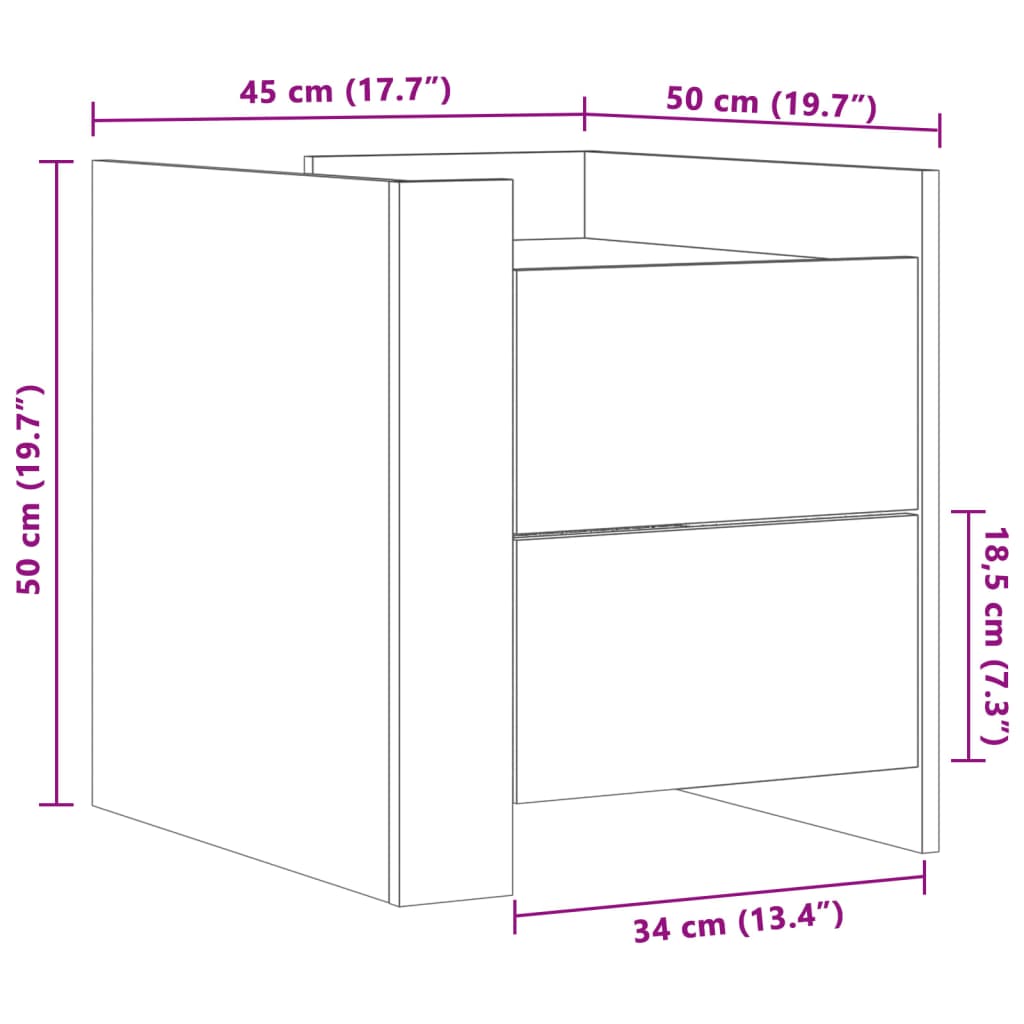 Bedside Cabinet Sonoma Oak 45x50x50 cm Engineered Wood