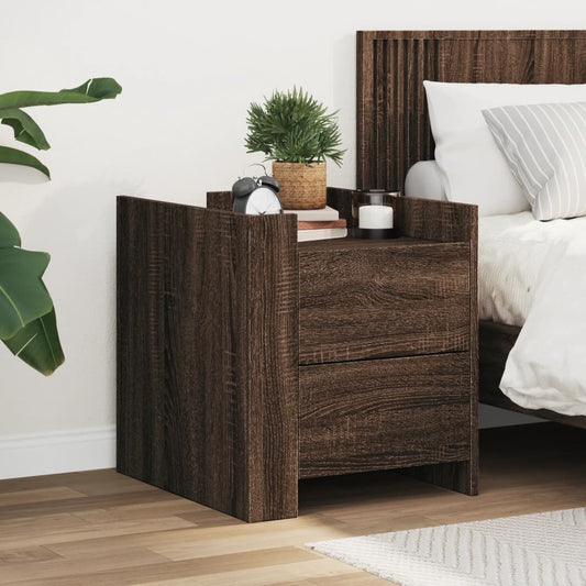 Bedside Cabinet Brown Oak 45x50x50 cm Engineered Wood