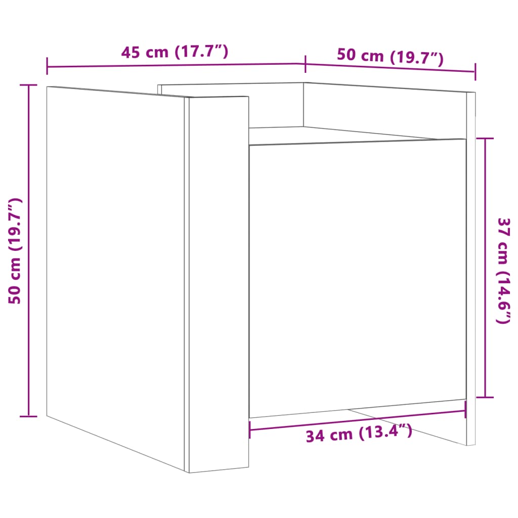 Bedside Cabinet White 45x50x50 cm Engineered Wood