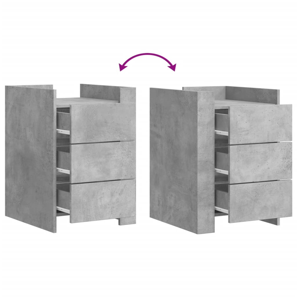 Bedside Cabinet Concrete Grey 45x50x65 cm Engineered Wood