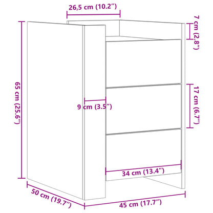 Bedside Cabinet Smoked Oak 45x50x65 cm Engineered Wood