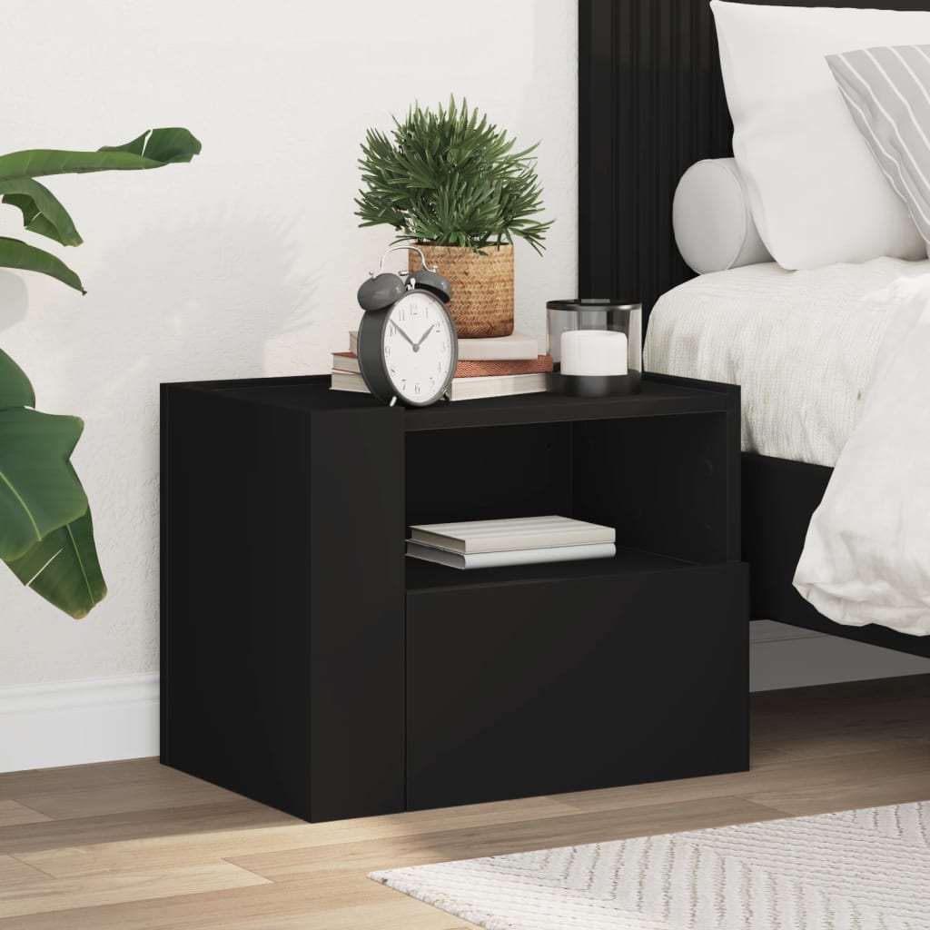 Wall-mounted Bedside Cabinet Black 45x30x35 cm