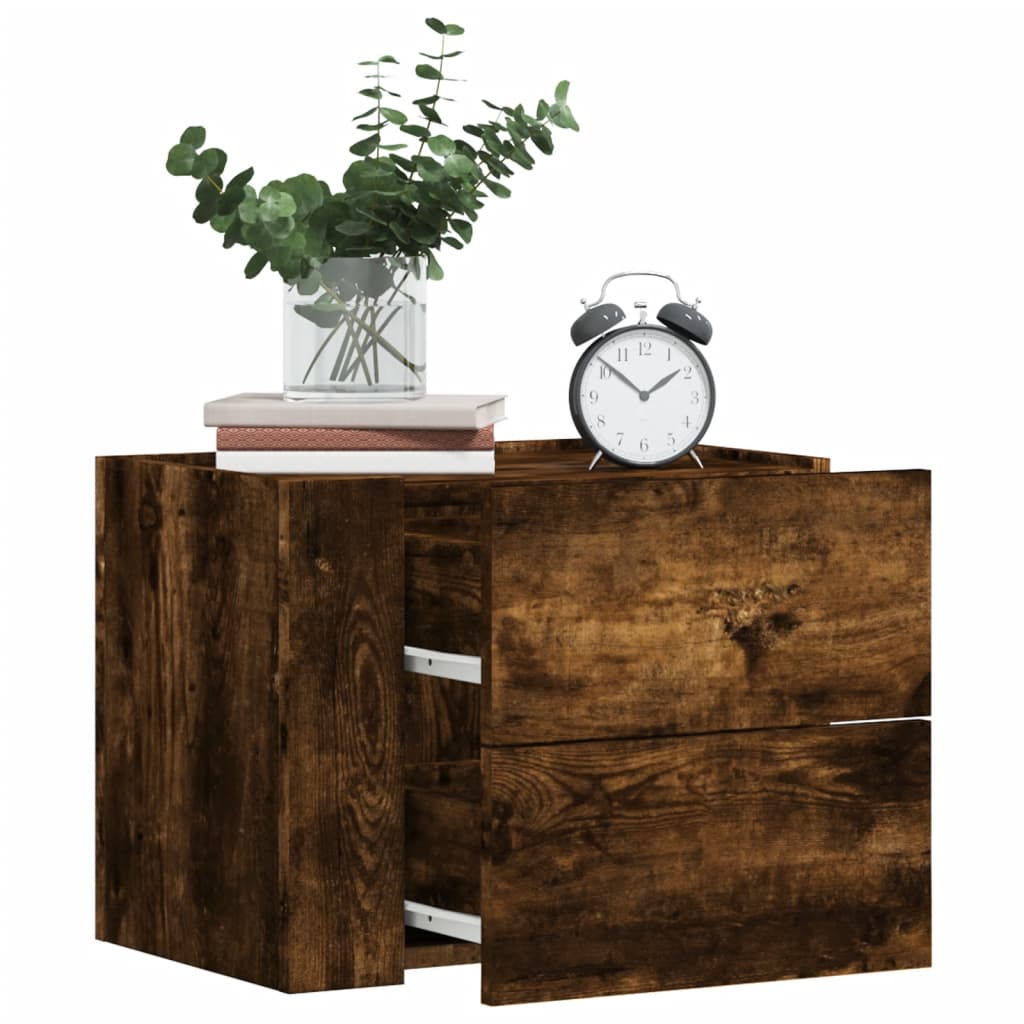 Wall-mounted Bedside Cabinet Smoked Oak 45x30x35 cm