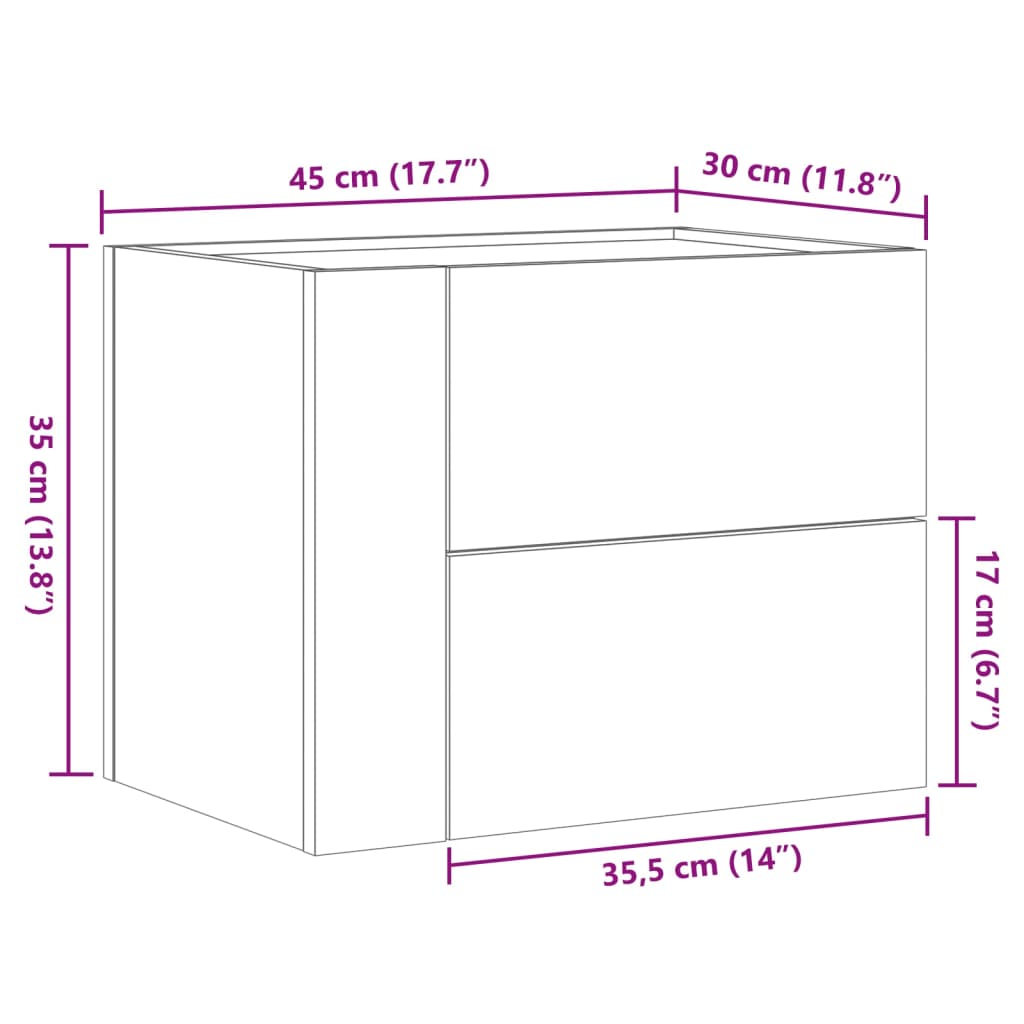 Wall-mounted Bedside Cabinet Grey Sonoma 45x30x35 cm