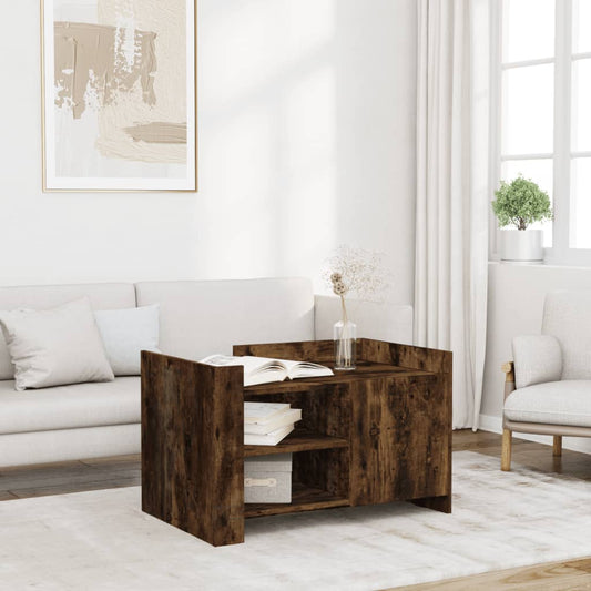 Coffee Table Smoked Oak 80x50x50 cm Engineered Wood