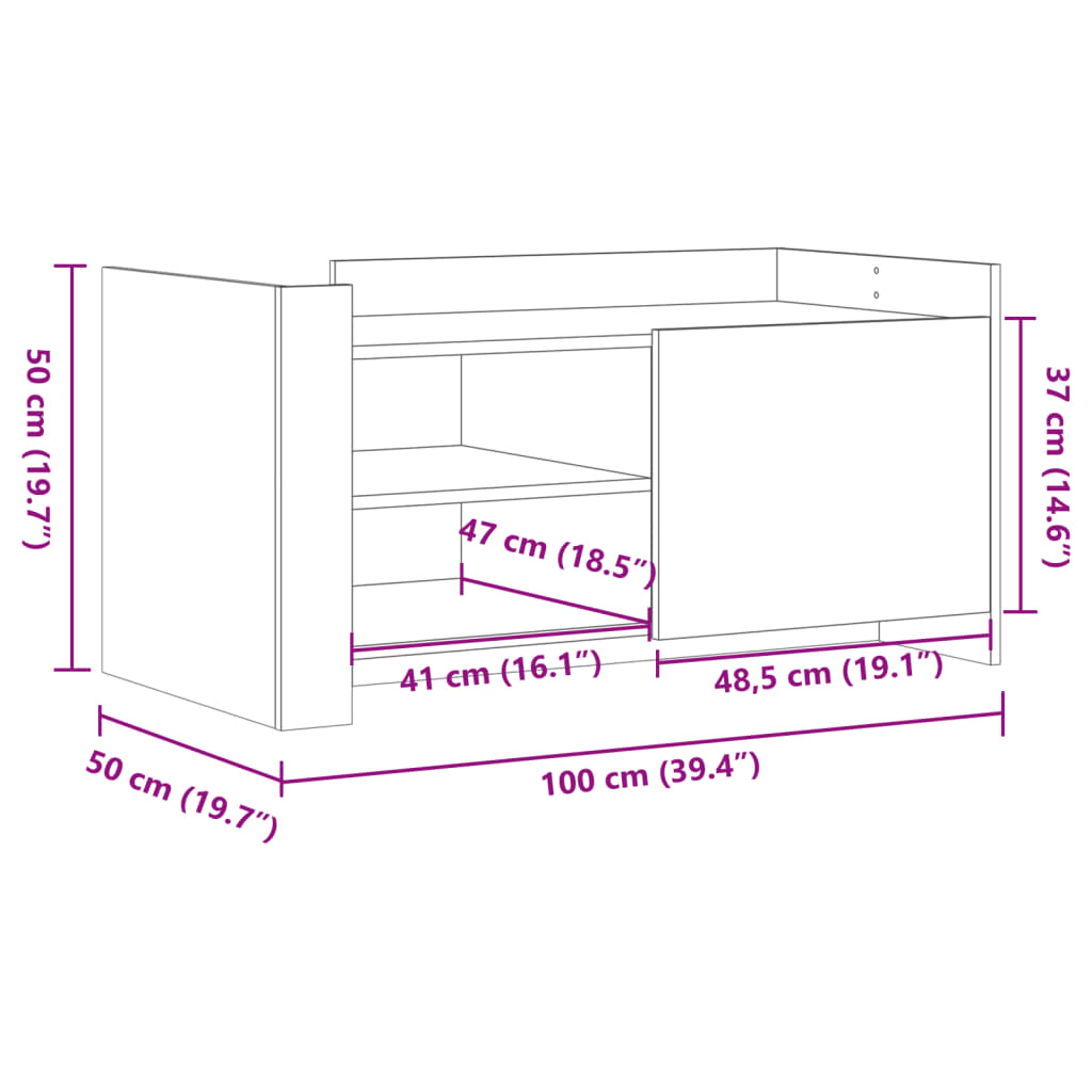 Coffee Table White 100x50x50 cm Engineered Wood