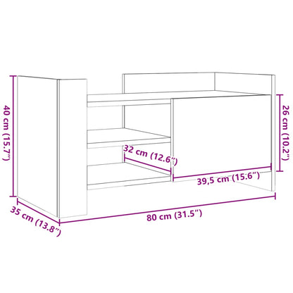 TV Cabinet White 80x35x40 cm Engineered Wood