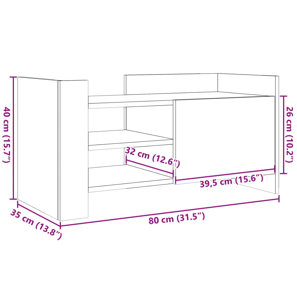 TV Cabinet Concrete Grey 80x35x40 cm Engineered Wood