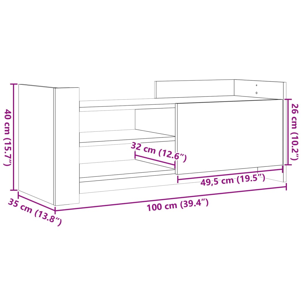 TV Cabinet Concrete Grey 100x35x40 cm Engineered Wood