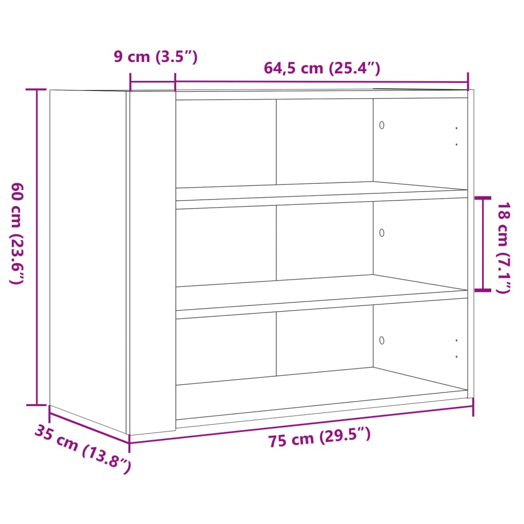 Wall Cabinet Black 75x35x60 cm Engineered Wood