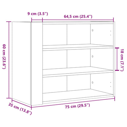 Wall Cabinet Black 75x35x60 cm Engineered Wood