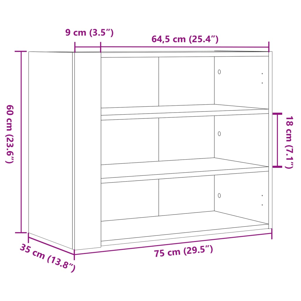 Wall Cabinet Concrete Grey 75x35x60 cm Engineered Wood