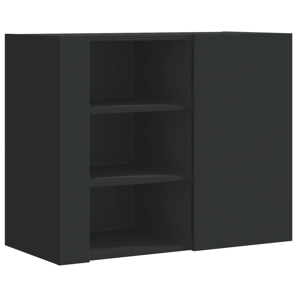 Wall Cabinet Black 75x35x60 cm Engineered Wood