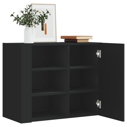 Wall Cabinet Black 75x35x60 cm Engineered Wood