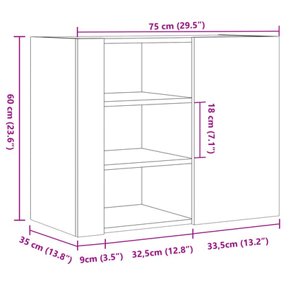 Wall Cabinet Sonoma Oak 75x35x60 cm Engineered Wood