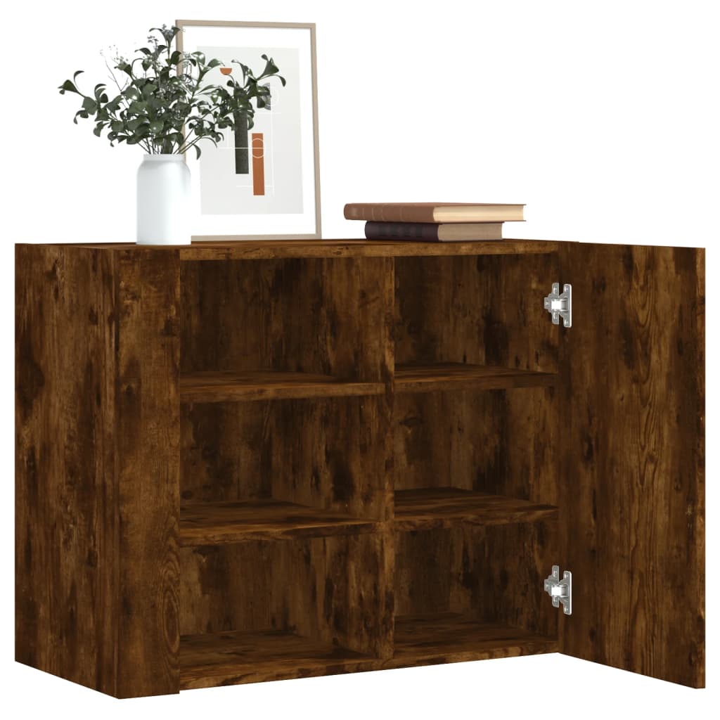 Wall Cabinet Smoked Oak 75x35x60 cm Engineered Wood