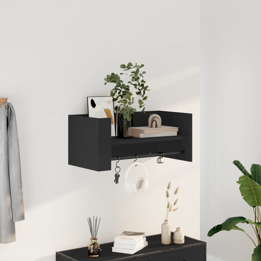 Wall Shelf Black 70.5x35x30.5 cm Engineered Wood