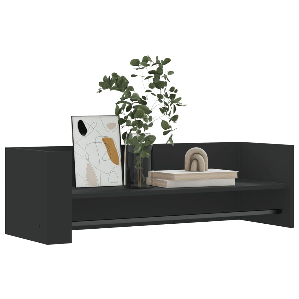 Wall Shelf Black 100x35x30.5 cm Engineered Wood