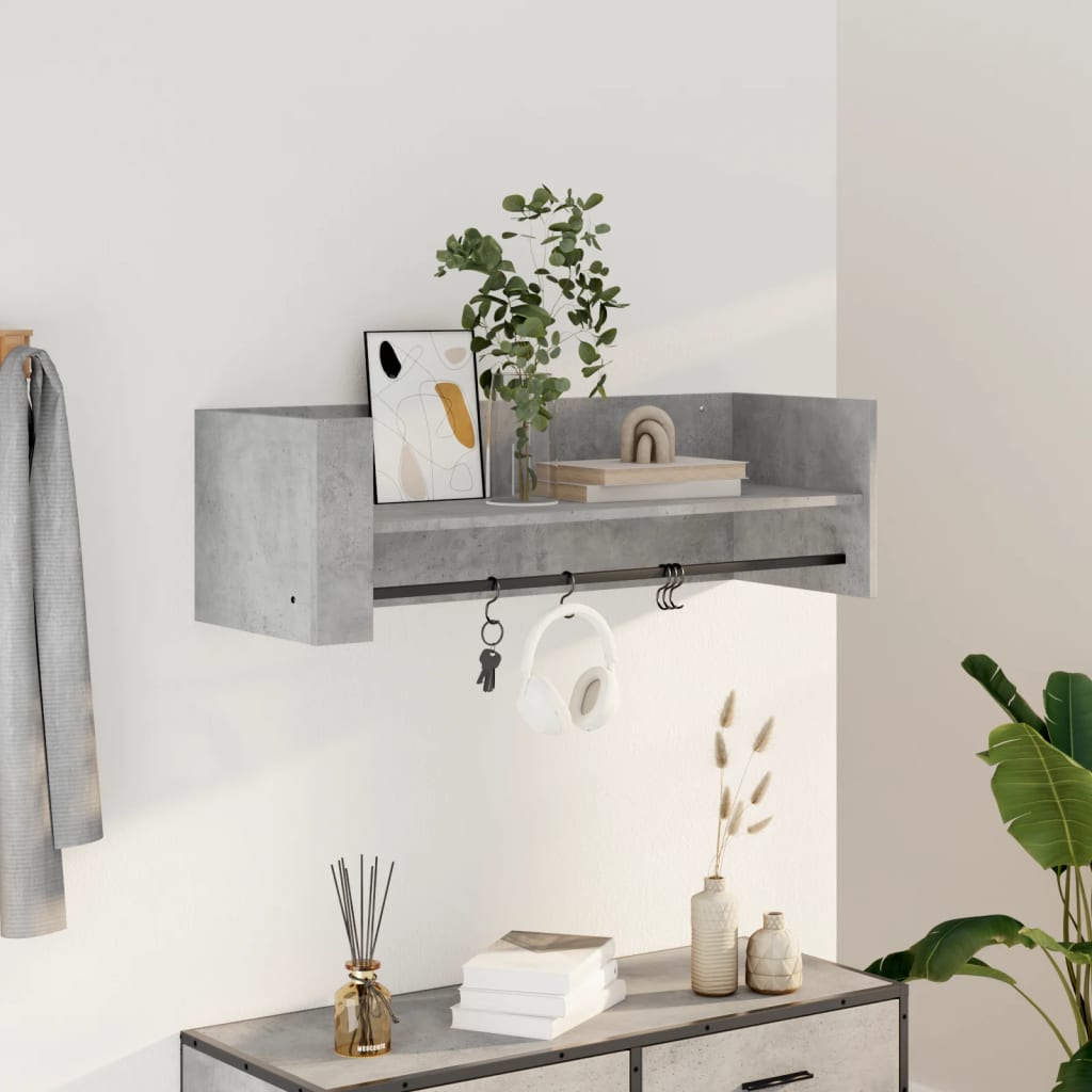 Wall Shelf Concrete Grey 100x35x30.5 cm Engineered Wood