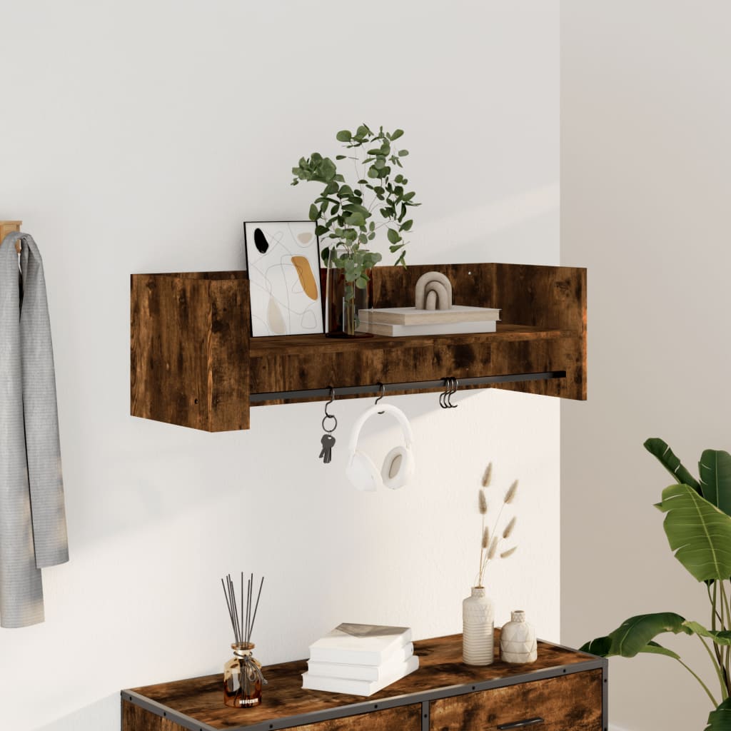 Wall Shelf Smoked Oak 100x35x30.5 cm Engineered Wood