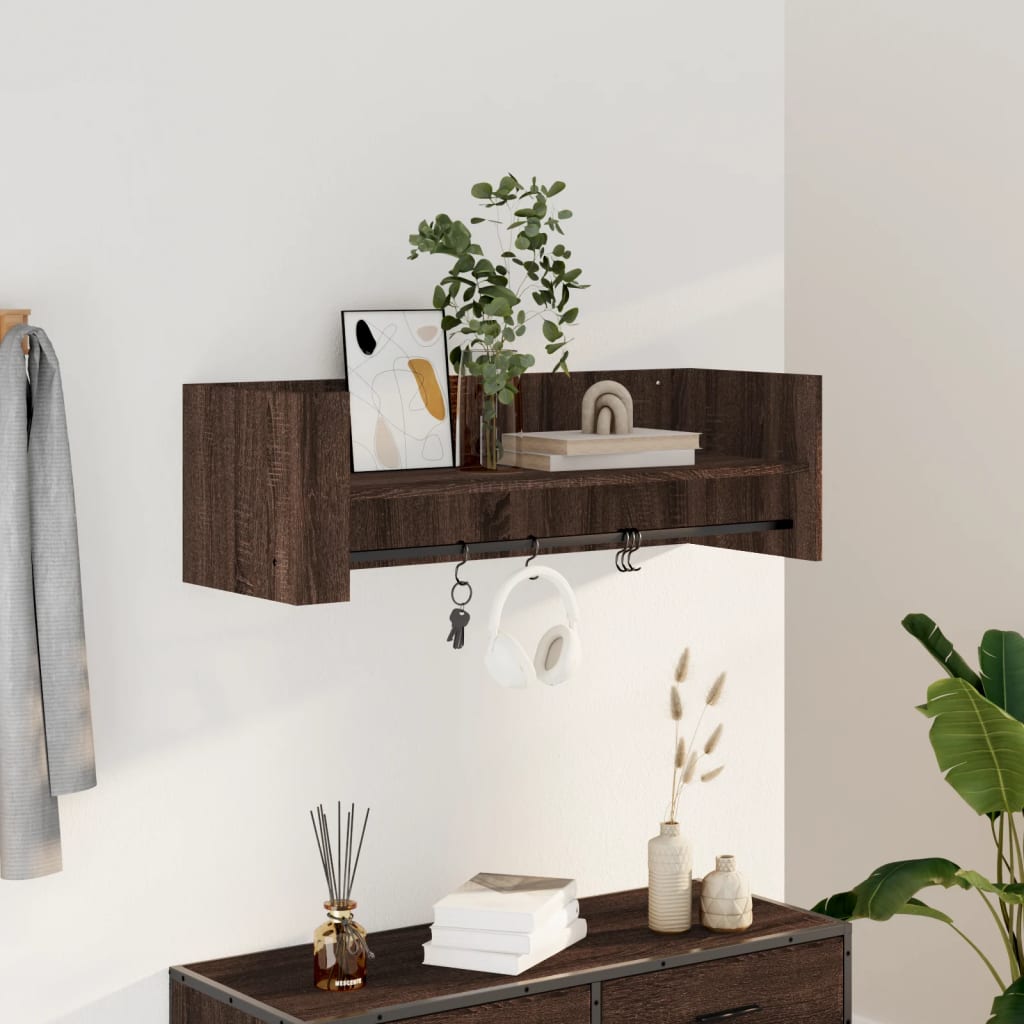 Wall Shelf Brown Oak 100x35x30.5 cm Engineered Wood