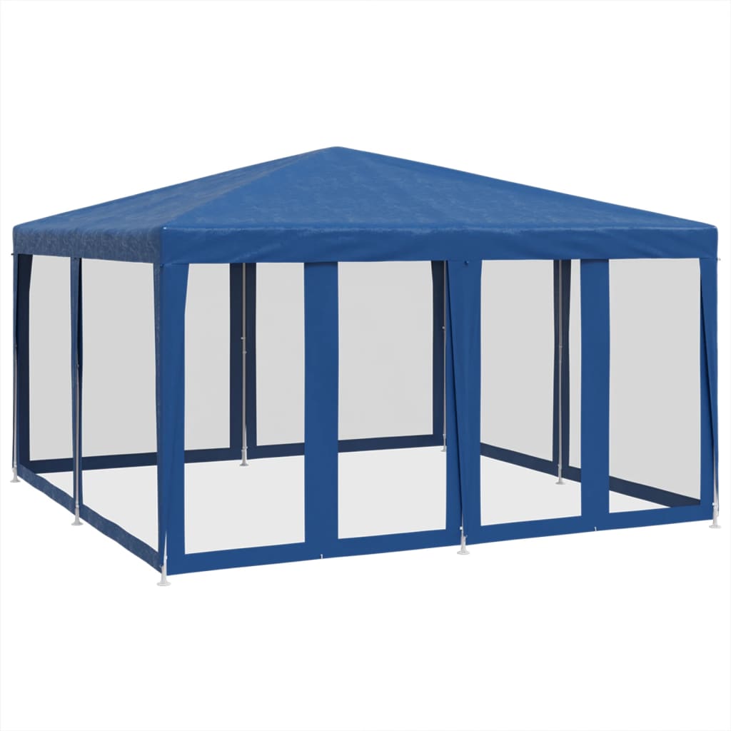 Party Tent with 8 Mesh Sidewalls Blue 4x4 m HDPE