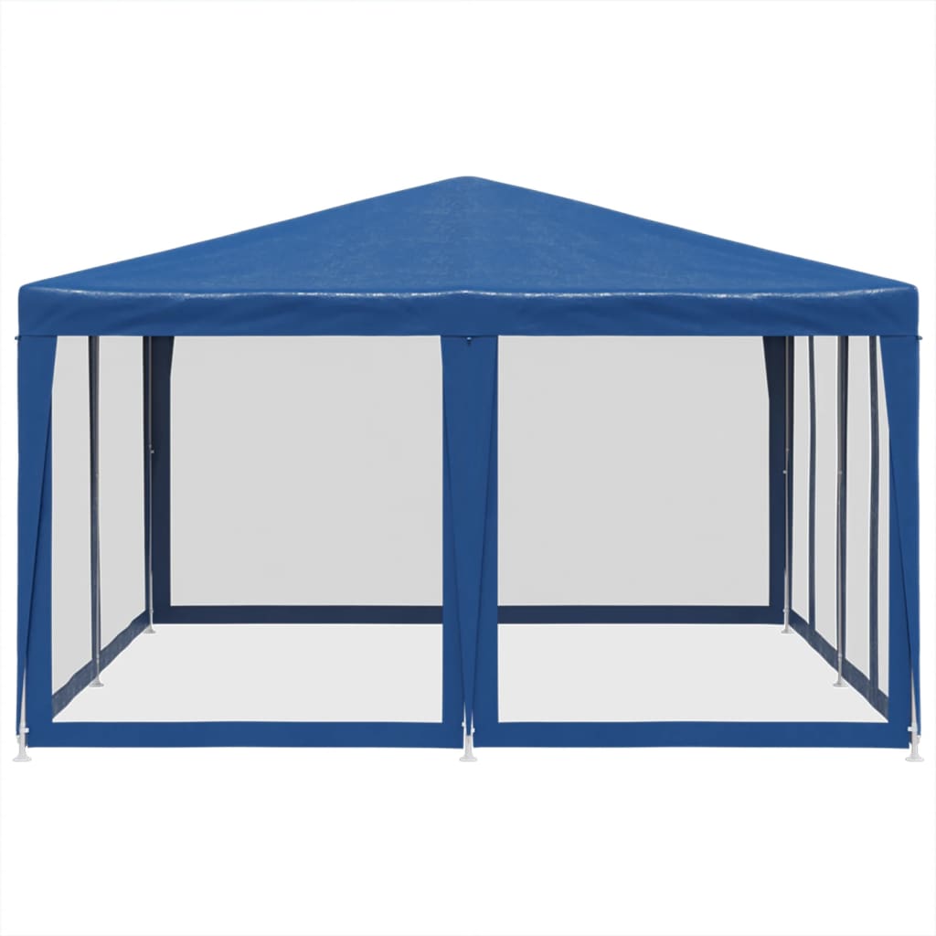 Party Tent with 8 Mesh Sidewalls Blue 4x4 m HDPE