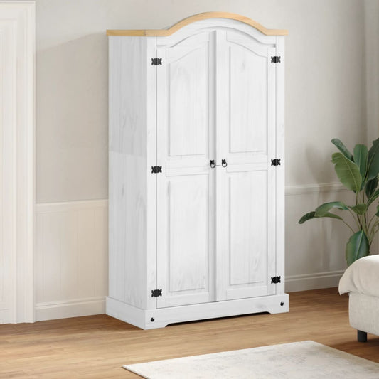 Wardrobe Corona White 102x52x186 cm Solid Wood Pine